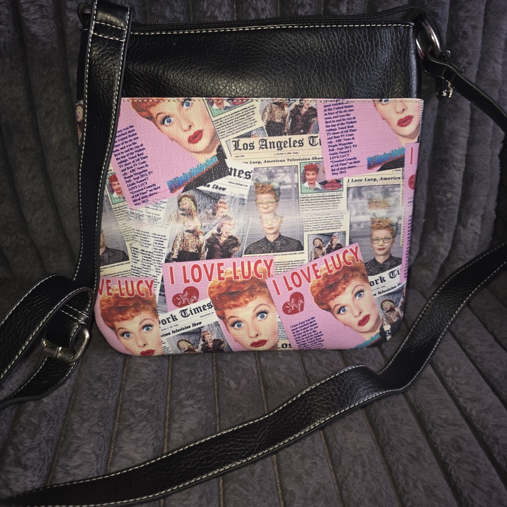 I Love Lucy Pink and Black Crossbody Bag
